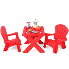Load image into Gallery viewer, 3-Piece Plastic Children Play Table Chair Set Durable Construction PP Furniture Set Simple Assembly Required OP3232