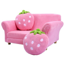 Load image into Gallery viewer, BL/PI Kids Strawberry Armrest Chair Sofa High Quality Strong Wood Frame Two Seat Children Sofas Living Room Furniture HW54190