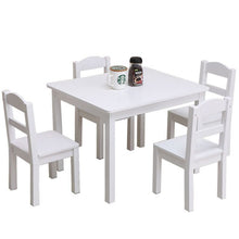 Load image into Gallery viewer, 5Pcs/Set Children's Table Chair Set 1Pcs Table+4Pcs Chair Children's Pine Wooden tables dining table Writing Desk Furniture Sets