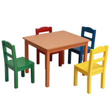 Load image into Gallery viewer, 5Pcs/Set Children's Table Chair Set 1Pcs Table+4Pcs Chair Children's Pine Wooden tables dining table Writing Desk Furniture Sets