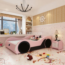 Load image into Gallery viewer, Cute 1.2m/1.5m/1.8m Car Design Children Bed With Mattress Bedside Cabinet Home Bed Child Bedroom Furniture Solid Wood Leather