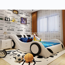 Load image into Gallery viewer, 1.2m/1.35m/1.5m/1.8m Children Bed With Mattress Bedside Cabinet Home Bed Child Bedroom Furniture Car Design Solid Wood Leather