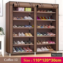 Load image into Gallery viewer, 43.3-inch 6-layer 12-grid Non-woven fabrics large shoe rack organizer removable shoe storage for home furniture shoe cabinet
