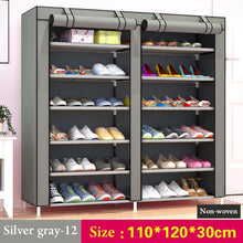 Load image into Gallery viewer, 43.3-inch 6-layer 12-grid Non-woven fabrics large shoe rack organizer removable shoe storage for home furniture shoe cabinet
